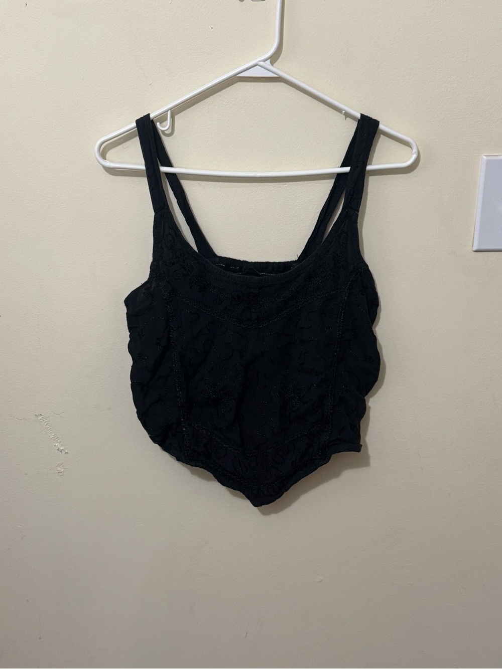 Black Women's Embroidered Tank Top - Sleeveless Summer Top